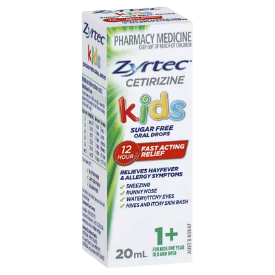 Zyrtec Kids Fast Acting Hayfever & Allergy Relief Oral Drops 20mL 12 Hour Relief • $29.37