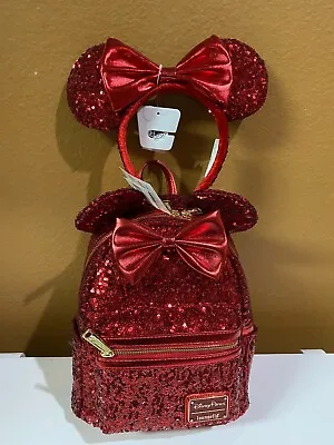 Disney Parks Loungefly Minnie Mouse Pirate REDD Red Sequined Mini Backpack EXACT • $299.95
