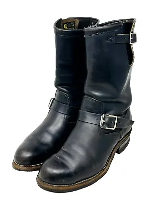 Vintage 60’s Chippewa Black Leather Engineer 7863 Steel Toe Boots Mens Sz 7.5 EE • $599.95