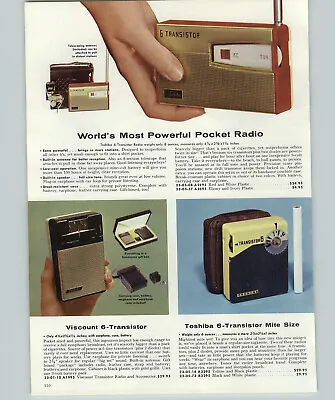 1961 PAPER AD Transistor Radio Toshiba Viscount Mite Size Phonograph Spear • $7.98