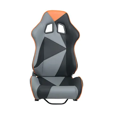 Universal 1 Pcs Black +gray+orange Stitching PVC Leather Reclinable Racing Seats • $209.99