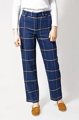£14.99 • Buy MARKS & SPENCER Womens Trousers Navy Blue Tartan Check Smart Event Office