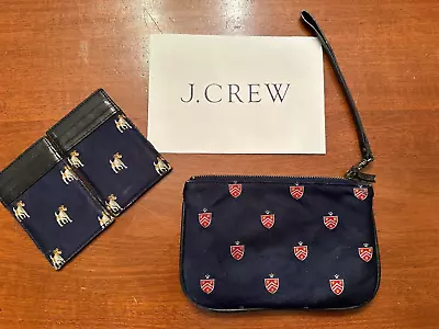 2 J.CREW Storage WRISTLET BAG Purse SHEILD PRINT Magic Wallet JACK RUSSEL Print • $34.99