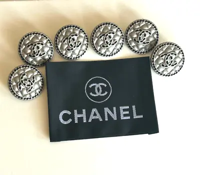 Chanel Vintage Button Set Of 6 Size 23 Mm Silver Tone Metal And Label • $85