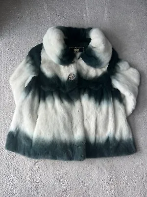 Vintage White And Jade Mink Fur Coat With Elegant Brooch Size S • £249