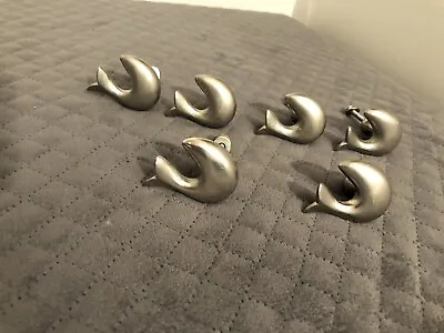 Whale Cabinet Knob Set Of 6 Nickel Kitchen Bedroom  Metal Look Pull 2C • $30