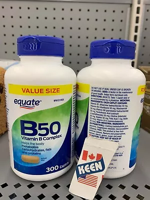 Equate CANADA B50 Vitamin B Complex 300 Caplets EXP25NO • $23.98