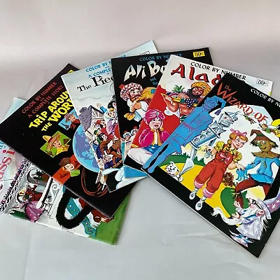 Vintage Unused Coloring Books Lot Of 6 Color By Number Aladdin Wizard Of Oz • $15.99