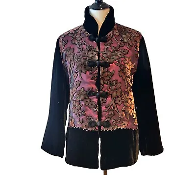 Meizi Womens Velvet Floral Mulberry Silk Frog Knots Lined Jacket XXXL (US L) • $49.87