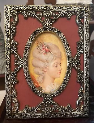 Vintage Miniature Victorian Filigree Gold Tone Picture Frame Oval Floral 4”x5” • $18