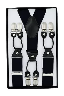 Suspenders For Men Adjustable Braces Y Shape With 6 Strong Metal Clips • $13.99