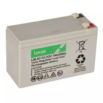 £17.95 • Buy Lucas 12V 7AH VRLA AGM Rechargeable Battery  Feber Peg Perego Injusa John Deere