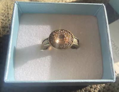 $38.99 • Buy Touchstone By Swarovski Ring Size 7.5 Retired Peachy Pink Crystal