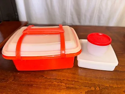 Vintage Tupperware Lunch Box Pack-N-Carry Retro Paprika Red #2 • $21.95