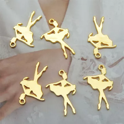 20pcs Gold Ballerina Alloy Charm Ballet Dancer Dancing Girl Pendant DIY 29x13 Mm • £3.59