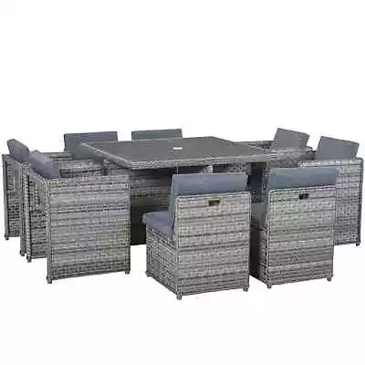 £792.99 • Buy Patio 9 PCs Rattan Dining Table Chair Set Garden Wicker 8-seater Cube Furniture