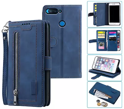 Xiaomi Mi 8 Lite All In One Suede Wallet Case Front Zip Pocket Lanyard • $13.50