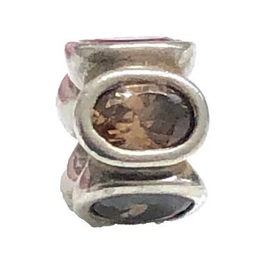 $14.99 • Buy Pandora Retired Sterling Silver With Brown Zirconia Oval Lights Bead - 790311BCZ