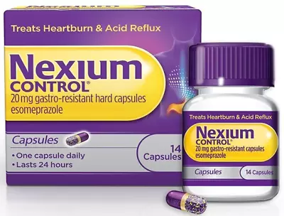 Nexium Control 20mg -24 Hour Relief From Heartburn & Acid Reflux 14 Capsules • £9.99