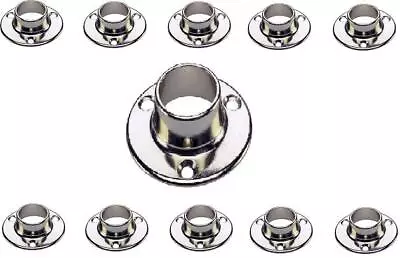 10 Wardrobe Rail Supports Brackets Round Hanging End Sockets  Holds 25mm Poles • £4.25