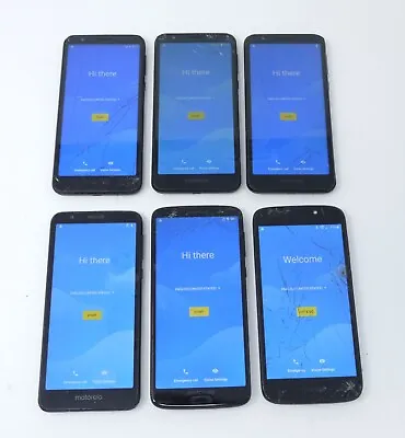 Lot Of 6 Motorola Smartphones - For Parts & Cracked - Moto E6 / G7 Power / E5 • $59.99