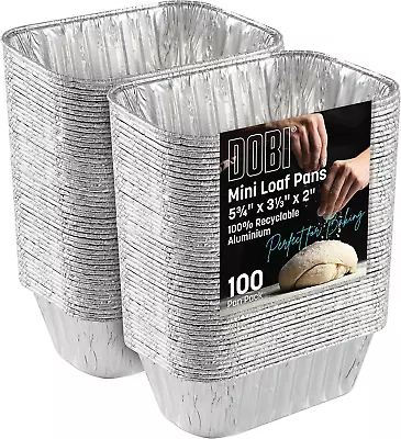 Aluminum Mini Loaf Pans (100 Pack) - Disposable Aluminum Foil 1Lb Mini Loaf Baki • $23.59