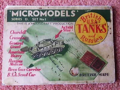 Micromodels Tanks British USA Series D Set No. 1 Card Model Modelcraft 1942 • £34.95