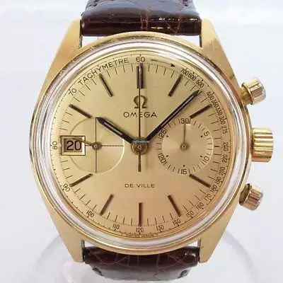 OMEGA DEVILLE 35mm Manual Watch Gold 146.017 De Ville Chronograph 240308T • $5959.07