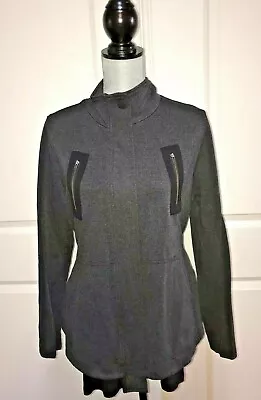 CABI Style #3184 Dark Gray And Black Mesh Back Jacket Belted Back - Size Medium • $24.99