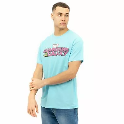 £13.99 • Buy Official Marvel Mens Guardians Of The Galaxy Text Logo T-shirt Sky S - XXL