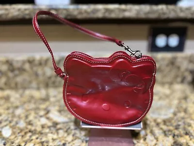 Vintage 1976 Sanrio Smiles Hello Kitty Coin Purse White Change Red Hand Bag • $49.99