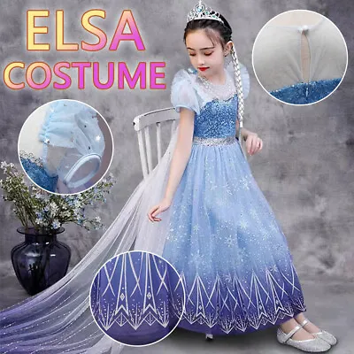 2019 New Release Girls Frozen 2 Elsa Costume Party Birthday Dress Size 3-9 Years • $30.22