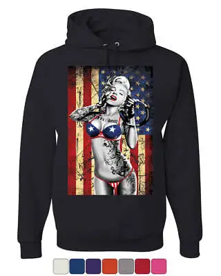 $42.95 • Buy Marilyn Monroe US Flag Hoodie Freedom Sexy Girl Tattoos Gangsta Sweatshirt