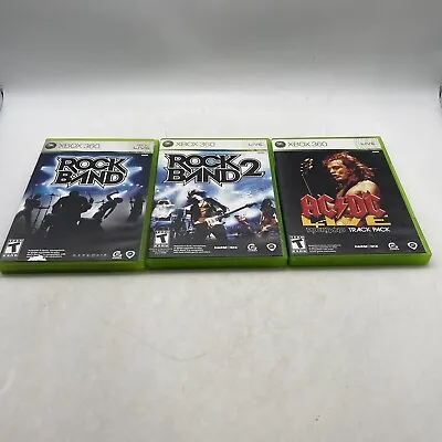 $24.95 • Buy Rock Band Bundle 1 And 2 AC/DC Xbox 360 - Complete W/ Manual CIB Tested