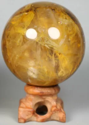 NATURAL Yellow PHANTOM MULTI-INCLUSIONS Rainbow CRYSTAL Polishing Sphere Ball • $23.99