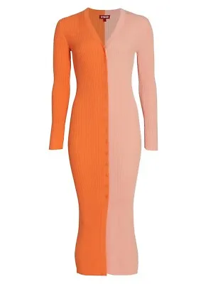 $138 • Buy Staud Shoko Colorblock Sweater Dress Orange-Persimmon Sz M NWT Msrp$165