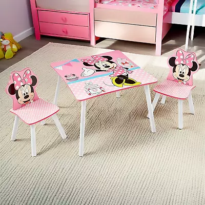 Disney Minnie Mouse Table And 2 Chairs Set Kids Toddler Junior Wooden Furniture • £39.99