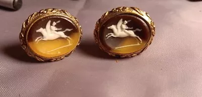 Vintage Cufflinks Incolay Stone Greek Mythology Museum Masterpiece Cuff Links • $40