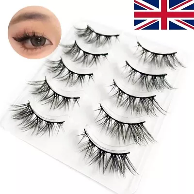 Fox Eye 3D Long False Lashes Reusable Lash Extension Cat-look Eyelashes 5 Pairs • £4.29