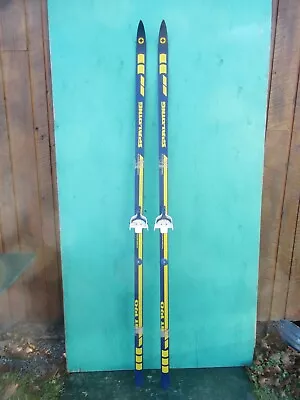 Vintage Snow Skis 81  Long  Blue  Yellow Color Finish With Bindings • $48.61