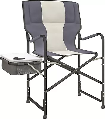 Camping Directors Chair Foldable With Side Table Cooler Bag Cup Holder Pocket UK • £71.90