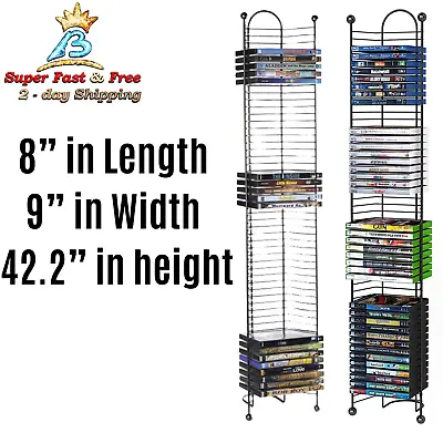 Slim Cabinet Stand Wall Tower Steel Wire DVD Holder Media Storage Movie Shelf • $59.51