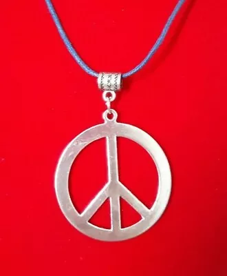 PEACE NECKLACE Retro SILVER Pendant Hippie Boho NEW HANDMADE Ships From USA • $10.50