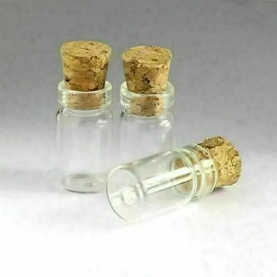 50pcs 0.5ml 11*18mm Small Mini Glass Bottles Vials Jars With Cork Stoppers • $5.86