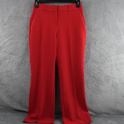 Elle Womens Dress Pants Size 4 Red Wide Leg Career Office Basic Capsule Minimal • $16.97