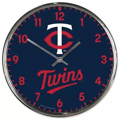 Minnesota Twins Chrome Round Wall Clock [NEW] MLB Sign Banner Office Cave • $35.95