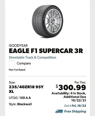 $150 • Buy 2 Goodyear Race Tires 235/40/r18 2 Tires Available