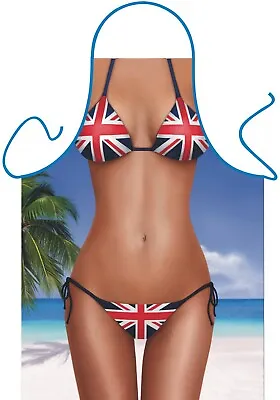 Apron -Great Britain Union Jack Flag Bikini Body. Secret Santa Gift. • £9.95