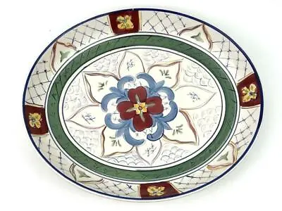 $25.60 • Buy HD Designs Blue Lattice Pasta Bowl 15  Oval Floral Design Ceramic