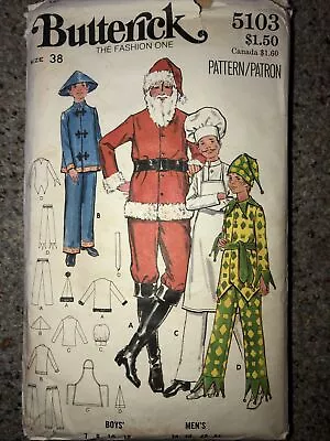 Butterick 5103 Vintage 1970s Costumes Santa Chef Jester Sz 38 Uncut • $15